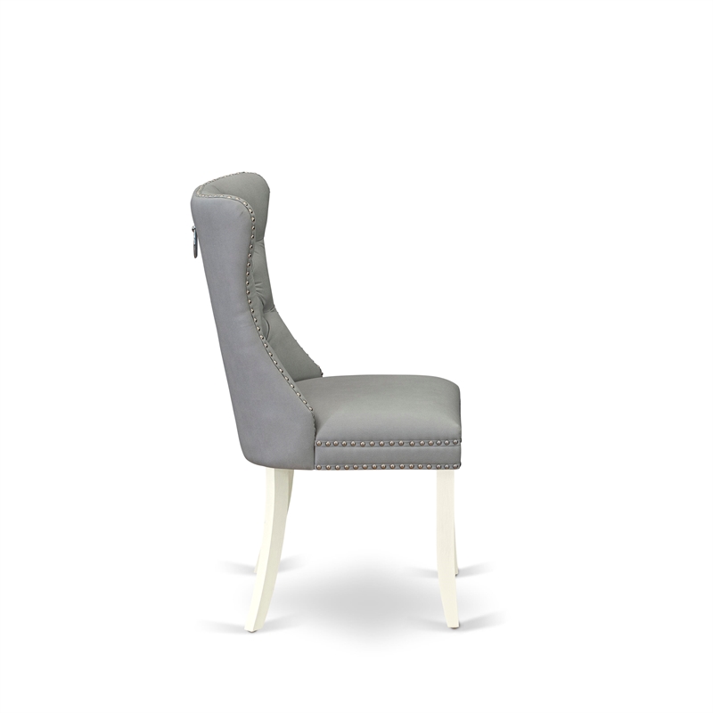 Pemberly Row Set of 2 Parson Dining Chairs in White & Light Gray Finish