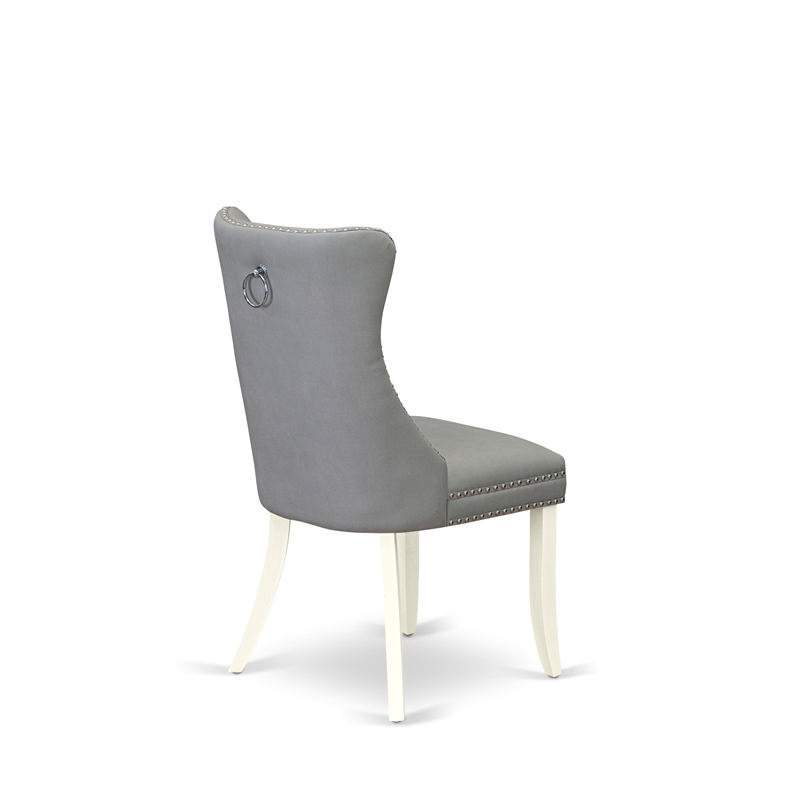 Pemberly Row Set of 2 Parson Dining Chairs in White & Light Gray Finish