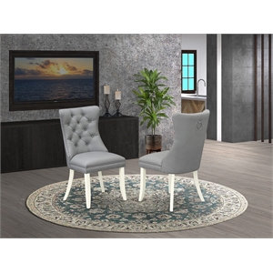 Pemberly Row Set of 2 Parson Dining Chairs in White & Light Gray Finish