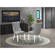 Pemberly Row Set of 2 Parson Dining Chairs in White & Light Gray Finish