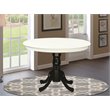 Pemberly Row Round Wood Dining Table with Pedestal Base in Linen White and Black