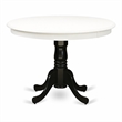 Pemberly Row Round Wood Dining Table with Pedestal Base in Linen White and Black