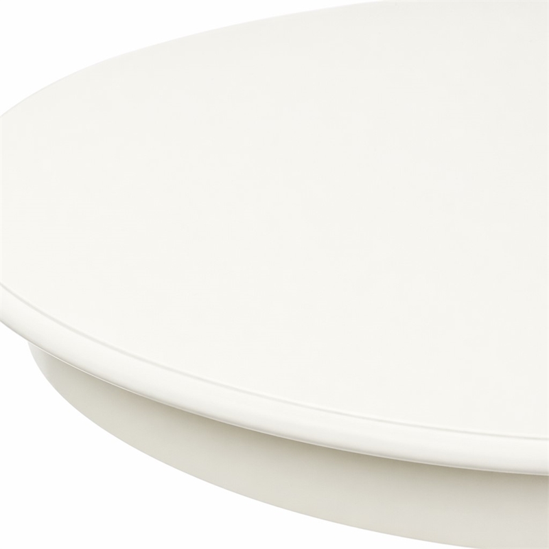 Pemberly Row Round Wood Dining Table with Pedestal Base in Linen White and Black