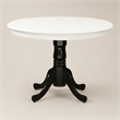 Pemberly Row Round Wood Dining Table with Pedestal Base in Linen White and Black