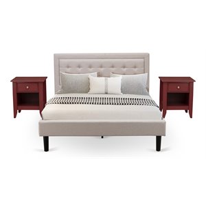 Pemberly Row 3-Piece Fannin Bedroom Set with Mist Beige Finish