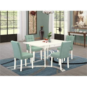 Pemberly Row 5-Piece Rectangular Drop-Leaf Dining Set in Linen White