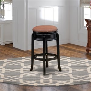 Pemberly Row Round Wood Backless Counter Bar Stool in Black & Brown