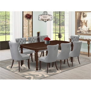 Pemberly Row 9-Piece Dining Set with Butterfly Leaf in Mahogany/Light Gray