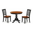 Pemberly Row Antique 3-Piece Dining Set with Slatted Chairs in Black/Cherry