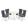 Pemberly Row 5-Piece Wood Dining Set in Linen White and Platinum Gray