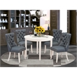 Pemberly Row 5-Piece Wood Dining Set in Linen White and Platinum Gray