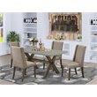 Pemberly Row X-Style 5-Piece Dining Set with Rectangular Table in Brown