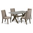Pemberly Row X-Style 5-Piece Dining Set with Rectangular Table in Brown