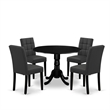 Pemberly Row 5-Piece Rubberwood Drop Leaf Dining Set in Black and Dark Gray