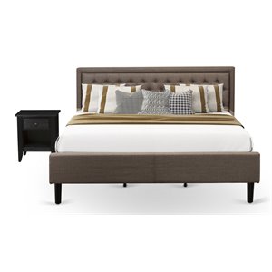 Pemberly Row 2-Piece Wood King Bedroom Set in Brown with Black Finish