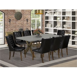 Pemberly Row X-Style 9-Piece Wood Dining Set in Jacobean Brown