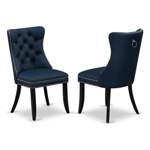 Pemberly Row Navy Blue Faux Leather Parson Dining Chairs (Set of 2)