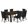 Pemberly Row 7-Piece Rectangular Dining Table Set in Distressed Jacobean