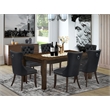 Pemberly Row 7-Piece Rectangular Dining Table Set in Distressed Jacobean