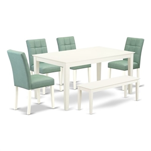 Pemberly Row 6-Piece Dining Table Set in Linen White and Willow Green