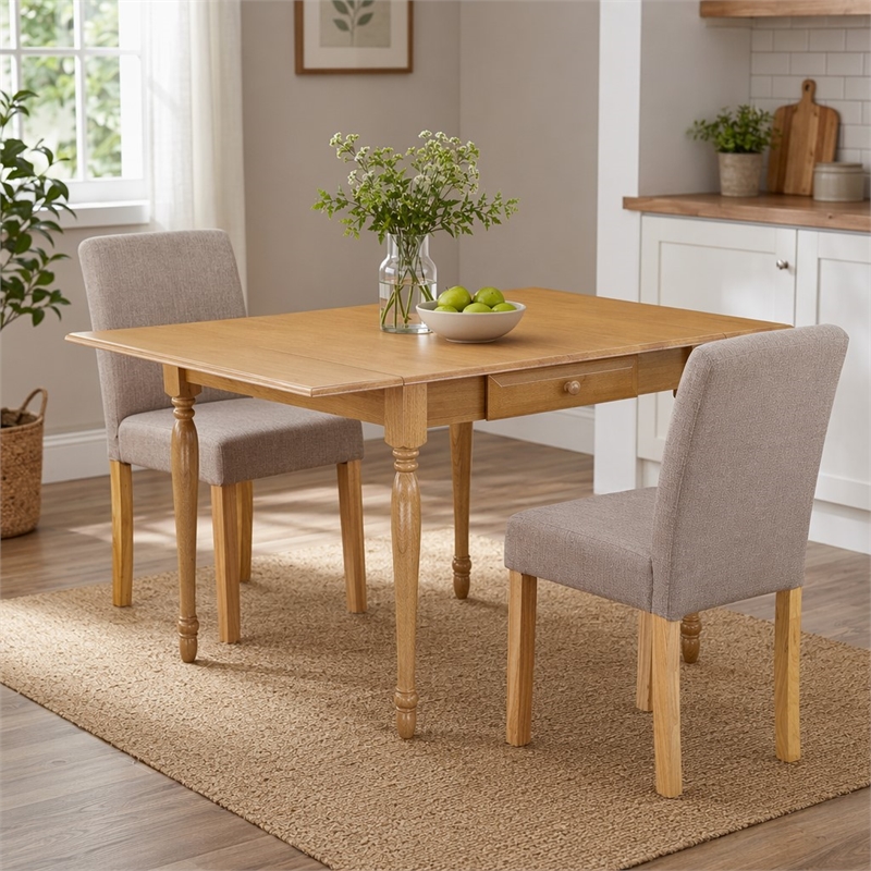 Pemberly Row 3-Piece Wood Dinette Set with Drop Leaves in Oak