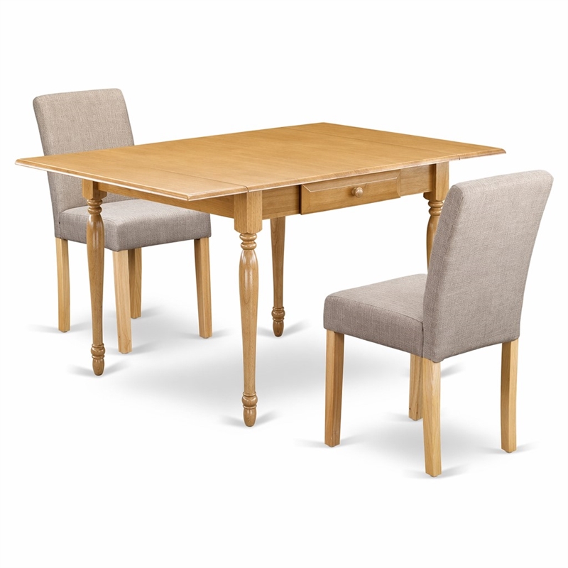 Pemberly Row 3-Piece Wood Dinette Set with Drop Leaves in Oak