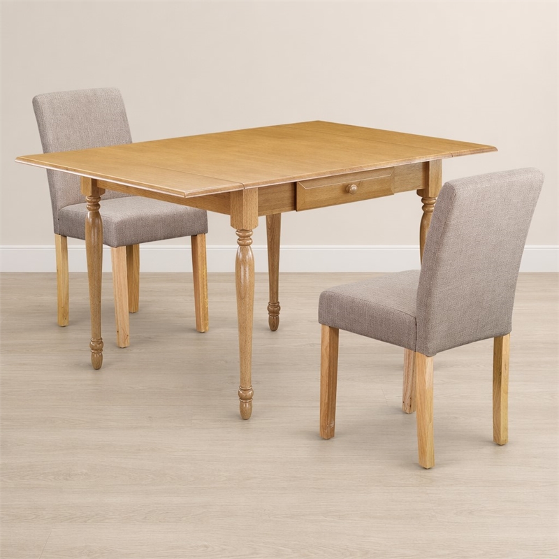 Pemberly Row 3-Piece Wood Dinette Set with Drop Leaves in Oak