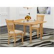 Pemberly Row Norfolk 3-Piece Wood Dining Set with Chairs in Oak