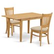 Pemberly Row Norfolk 3-Piece Wood Dining Set with Chairs in Oak