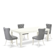 Pemberly Row 5-Piece Dining Set with Butterfly Leaf Table in Linen White