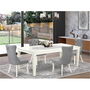 Pemberly Row 5-Piece Dining Set with Butterfly Leaf Table in Linen White