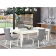Pemberly Row 5-Piece Dining Set with Butterfly Leaf Table in Linen White
