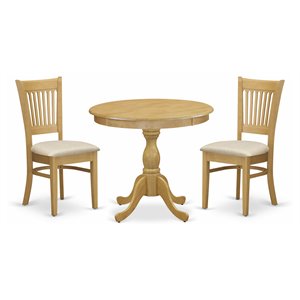 Pemberly Row 3-Piece Antique Wood Dining Set with Oak Pedestal Table