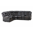Pemberly Row Manual Recliner L-Shaped Sectional Sofa PU Leather in Black