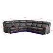 Pemberly Row 6-Seater Electric Recliner Faux Leather Sofa in Gray