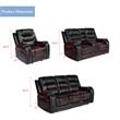 Pemberly Row 3-Piece Manual Recliner Sofa Set PU Leather in Black