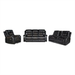 Pemberly Row 3-Piece Manual Recliner Sofa Set PU Leather in Black