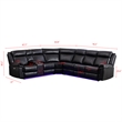 Pemberly Row 6-Seater Electric Recliner Faux Leather Sofa in Black