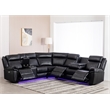Pemberly Row 6-Seater Electric Recliner Faux Leather Sofa in Black