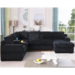 Pemberly Row Chenille Pull Out Sofa Bed 7-Seater with Console in Black