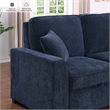 Pemberly Row Chenille L-Shaped Pull Out Sleeper Sofa Bed in Dark Blue