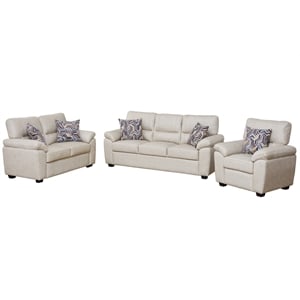 Pemberly Row 3-Piece Matte Faux Leather Living Room Sofa Set in Beige