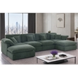 Pemberly Row U-Shaped Chenille Cloud Sectional Sofa with Ottoman in Green