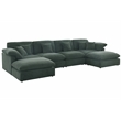 Pemberly Row U-Shaped Chenille Cloud Sectional Sofa with Ottoman in Green