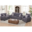 Pemberly Row 3-Piece Matte Faux Leather Living Room Sofa Set in Dark Gray