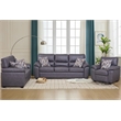 Pemberly Row 3-Piece Matte Faux Leather Living Room Sofa Set in Dark Gray