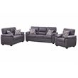 Pemberly Row 3-Piece Matte Faux Leather Living Room Sofa Set in Dark Gray