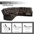 Pemberly Row 5-Seat L-Shaped Manual Reclining Faux Leather Sofa in Brown