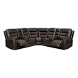 Pemberly Row 5-Seat L-Shaped Manual Reclining Faux Leather Sofa in Brown