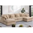 Pemberly Row U-Shaped Chenille Cloud Sectional with Ottoman in Light Camel